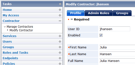 Image of a custom Modify Contractor task